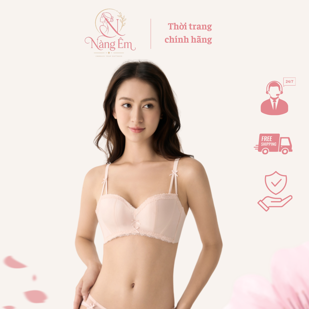 Áo Ngực Cúp Ngang Ren Nhẹ Nàng Êm AN04