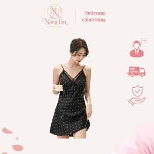 Đầm Ngủ Lụa In Họa Tiết Nàng Êm NT15