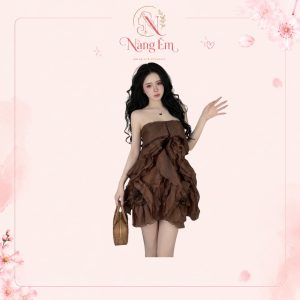 Váy đi biển quây ngực bèo nhún dáng xòe nữ tính cao cấp