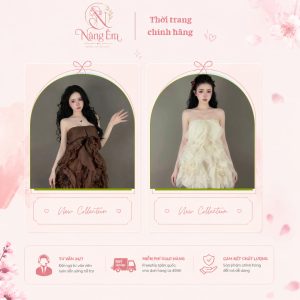 Váy đi biển quây ngực bèo nhún dáng xòe nữ tính cao cấp