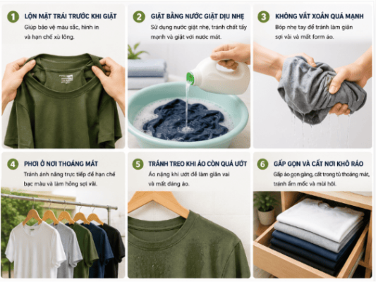 Các bước giặt áo